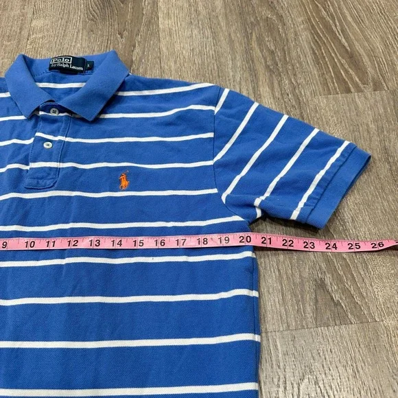 Polo Ralph Lauren Polo Mens Large Blue Striped Short Sleeve Piqué Polo Shirt - Picture 5 of 13